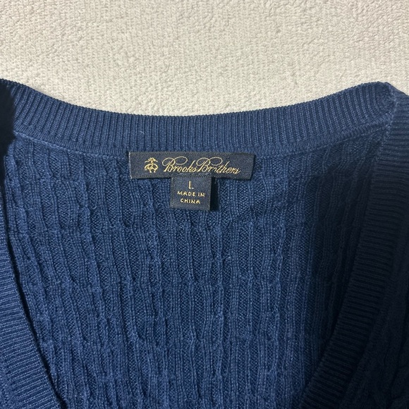 Brooks Brothers Silk Cashmere Navy Blue Knit Cardigan - Picture 3 of 7